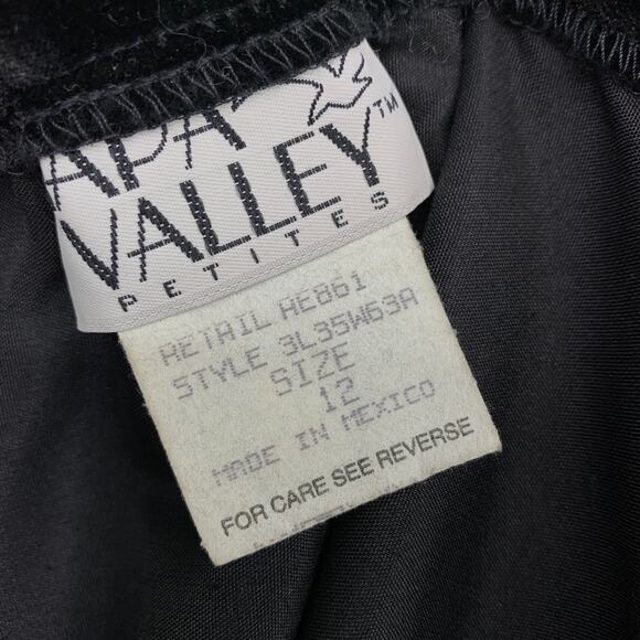 Napa Valley Velvet Skirt Womens Sz 29" US 8 Black Midi High Waist Vintage - Picture 5 of 5